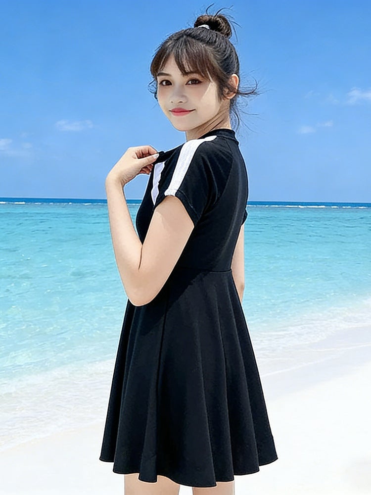 100kg Plus Size Swimsuit for Women, Slimming and Tummy-Concealing One-Piece Skirt Style, for Large Busts, Fat Women, Conservative and Body-Covering Swimwear - Image 5