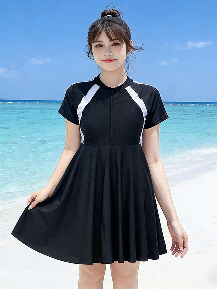 100kg Plus Size Swimsuit for Women, Slimming and Tummy-Concealing One-Piece Skirt Style, for Large Busts, Fat Women, Conservative and Body-Covering Swimwear - Image 2