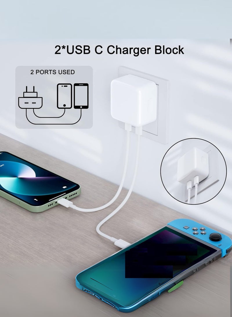 USB C Plug, 35W Dual USB C Fast Charger Plug Power Adapter for iPhone 15/14/14 Plus/Pro/ 14 Pro Max/ 13/12/ 11/ X/Samsung/Pad/Speaker/AirPods  - Image 5