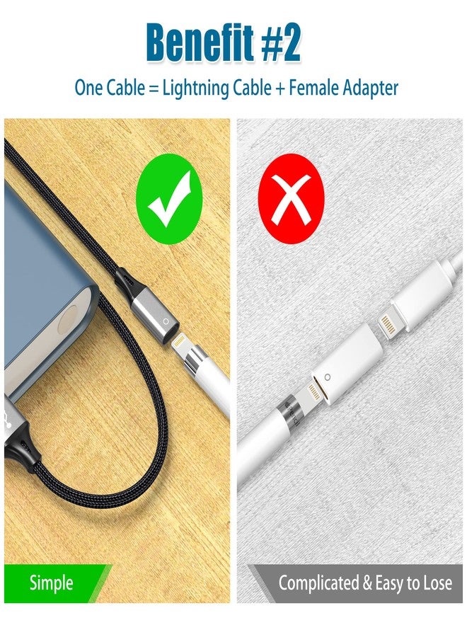 AGVEE 1.5ft USB-A Male to Lightning Female Charging Adapter Cable for Apple Pencil 1st Generation, Enables iPencil Gen 1 Match iPad with USB-C Port(Not Plug & Play, Need Extra Steps), Dark Gray - Image 5