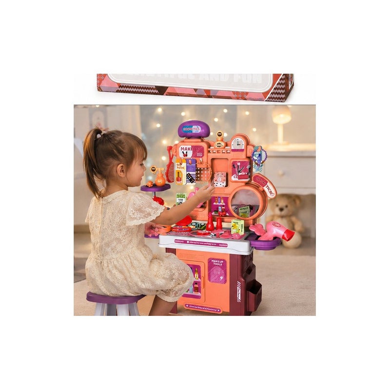 BOWA Young Explorers' Dressing Table Playset Toy for Ages 3 and Above, Pink and Orange - Image 3