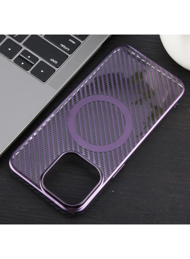 Zaboon Case For iPhone 12 Pro Max 6D Plated Carbon Fiber Clear Magsafe PC Phone Case - Image 5