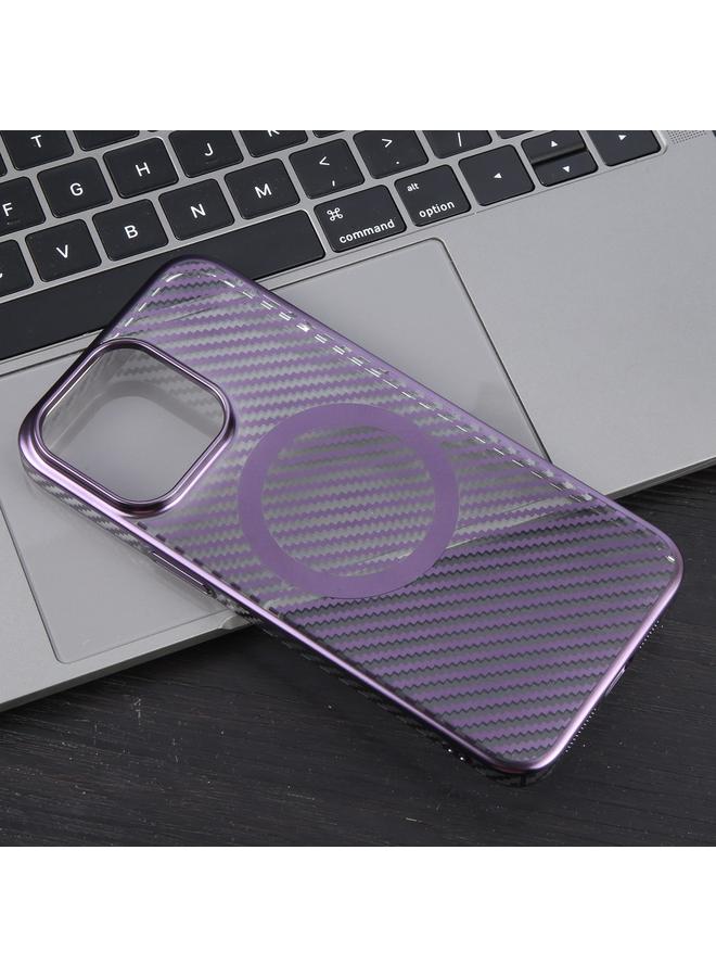 Zaboon Case For iPhone 12 Pro Max 6D Plated Carbon Fiber Clear Magsafe PC Phone Case - Image 4