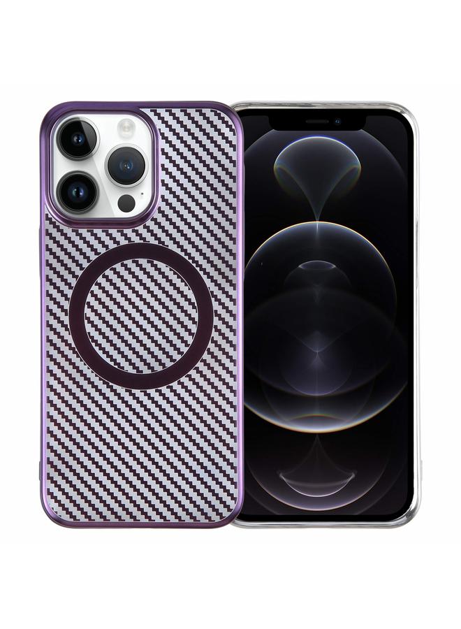 Zaboon Case For iPhone 12 Pro Max 6D Plated Carbon Fiber Clear Magsafe PC Phone Case - Image 1