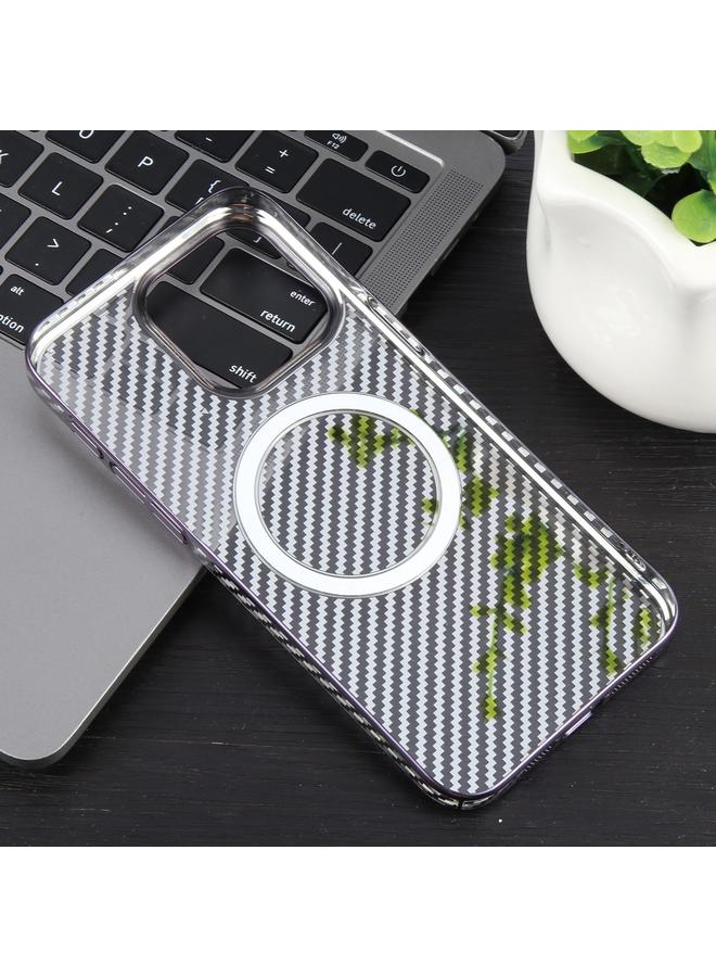 Zaboon Case For iPhone 12 Pro Max 6D Plated Carbon Fiber Clear Magsafe PC Phone Case - Image 3