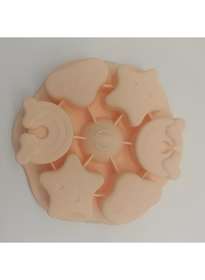 Baby Food Supplementary Mold Animal Cat's Paw Sky Mold High Temperature Freezable Steamed Cake Mold-Color:Rainbow Clouds With Lids (lotus Pink)  - Image 1
