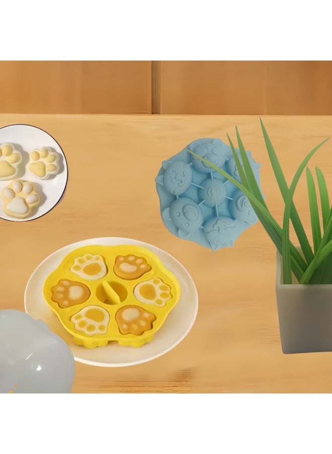Baby Food Supplementary Mold Animal Cat's Paw Sky Mold High Temperature Freezable Steamed Cake Mold-Color:Rainbow Clouds With Lids (lotus Pink)  - Image 3