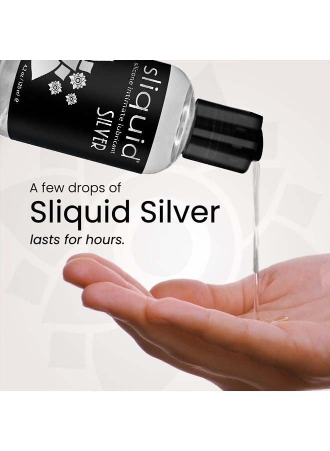 Sliquid Silver Intimate Lubricant - Silicone Lube for Women/Men/Couples, Hypoallergenic Lube, Silicone Lubricant, Waterproof, Unscented, 4.2 Fl Oz - Image 4