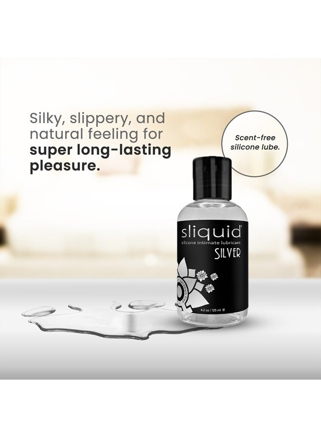 Sliquid Silver Intimate Lubricant - Silicone Lube for Women/Men/Couples, Hypoallergenic Lube, Silicone Lubricant, Waterproof, Unscented, 4.2 Fl Oz - Image 3