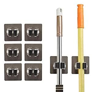 HOMESHOPPER HOMESHOPPER Wall Mounted Grippers Self Adhesive AntiSlip No Drilling Storage and Organization MopBroom Holders for Kitchen Bathroom Garden 31485 mm x 31485 mm x 18547 mm Silver 2 