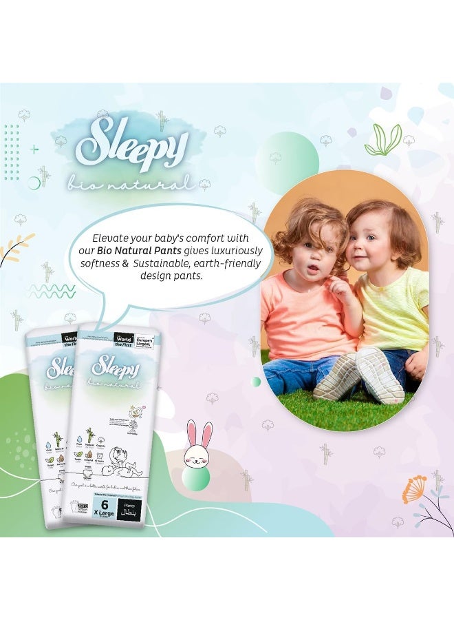 Sleepy عبوة من 96 بنطلون بيبي بايو الطبيعي مقاس 6، 3 × 32 قطعة، عضوي، راحة، امتصاص فائق، صديق للبيئة، مضاد للحساسية - Image 2