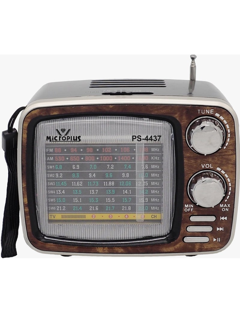 مايكروبلس راديو بلوتوث محمول متعدد الوظائف مزود بمنفذ USB وSD وFm وAux وTf ووظيفة قابلة لإعادة الشحن Ps-4437 - Image 2