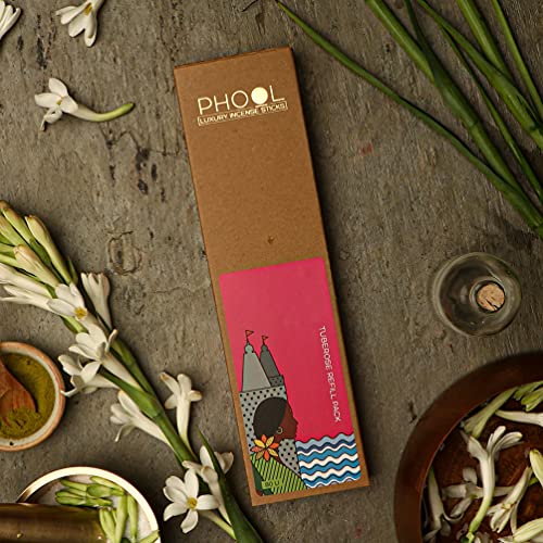 Phool Luxury Incense Tuberose (Rajnigandha) Refill Pack – 80 Organic Charcoal-Free Agarbatti (200g), Calming Floral Fragrance, Pooja, Meditation & Aromatherapy - Image 2