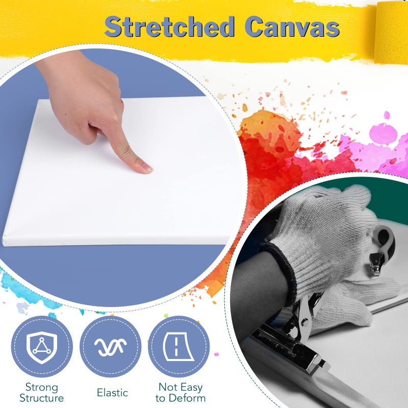 ESRICH Stretched Canvases for Painting, 8PCS Multi Pack Canvas 3x5â€, 5x7â€, 8x10â€, 10x12â€(2 of Each), Acid-Free Wood Frame Blank Canvas, Art Canvas Pre Primed for Acrylic, Oil Painting, Tempera Paintings. - Image 3