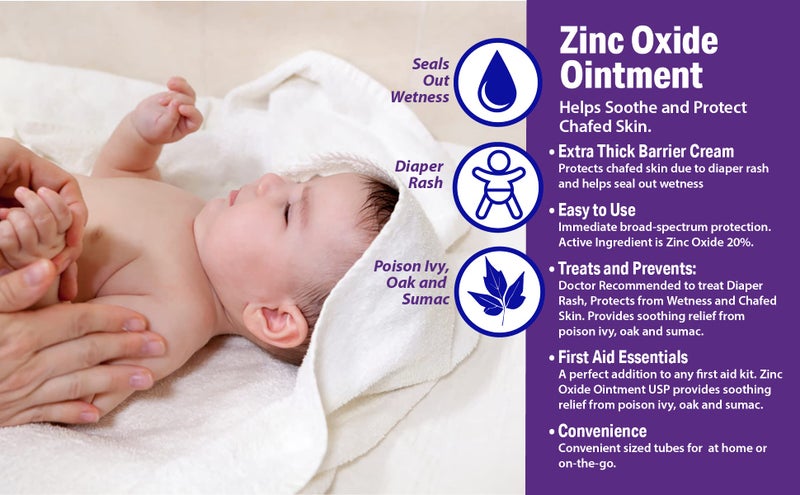 Globe (3 Pack) Zinc Oxide 20% Skin Protectant Barrier Ointment 2 oz Relieves, Treats and Prevents Minor Skin Irritations due to Diaper Rash. Helps Seal Out Wetness. Protects Chafed Skin. - Image 4