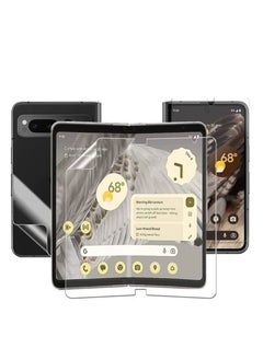 RINCO (1set=3Pcs) Compatible With Google Pixel Fold 5G Screen Protector,Outer+Inside+Back Screen Soft film＆Back Camera Lens Silk Tempered Glass Cover for Google Pixel Fold (Clear)  - Image 1
