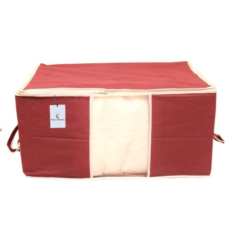 Kuber Industries Non Woven Underbed Rectangular Storage Organiser Set Extra Large Maroon CTSN038 2 Piece - Image 3