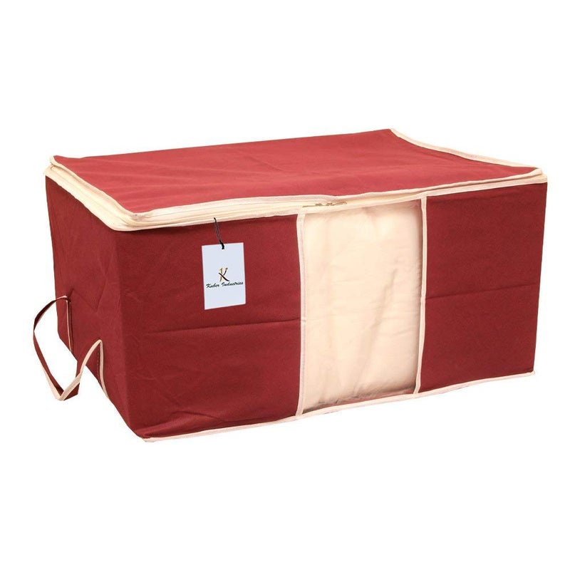 Kuber Industries Non Woven Underbed Rectangular Storage Organiser Set Extra Large Maroon CTSN038 2 Piece - Image 2