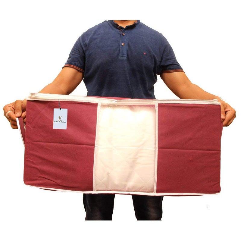 Kuber Industries Non Woven Underbed Rectangular Storage Organiser Set Extra Large Maroon CTSN038 2 Piece - Image 5