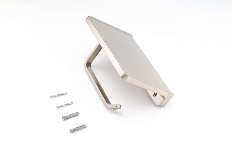 Linkaa Brushed Nickel Toilet Paper Holder with Shelf,Wall Mount Bath Tissue Holder with Phone Holder, Rust-Proof，Bathroom Accessories Storage Shelf for Cell Phone(Brushed Nickel) - Image 3