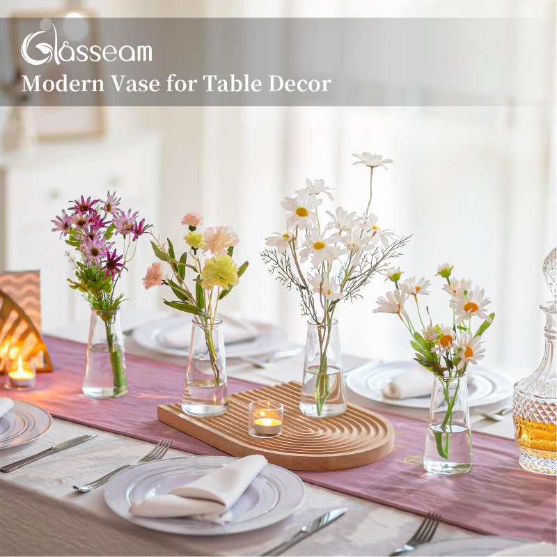 Glasseam Clear Flower Vases for Centerpieces: Modern Glass Vase Set of 12 for Wedding Party Centerpiece Home Table Decor 5.5In Small Bud Vases for Flowers Rose Tulip Stems - Image 5