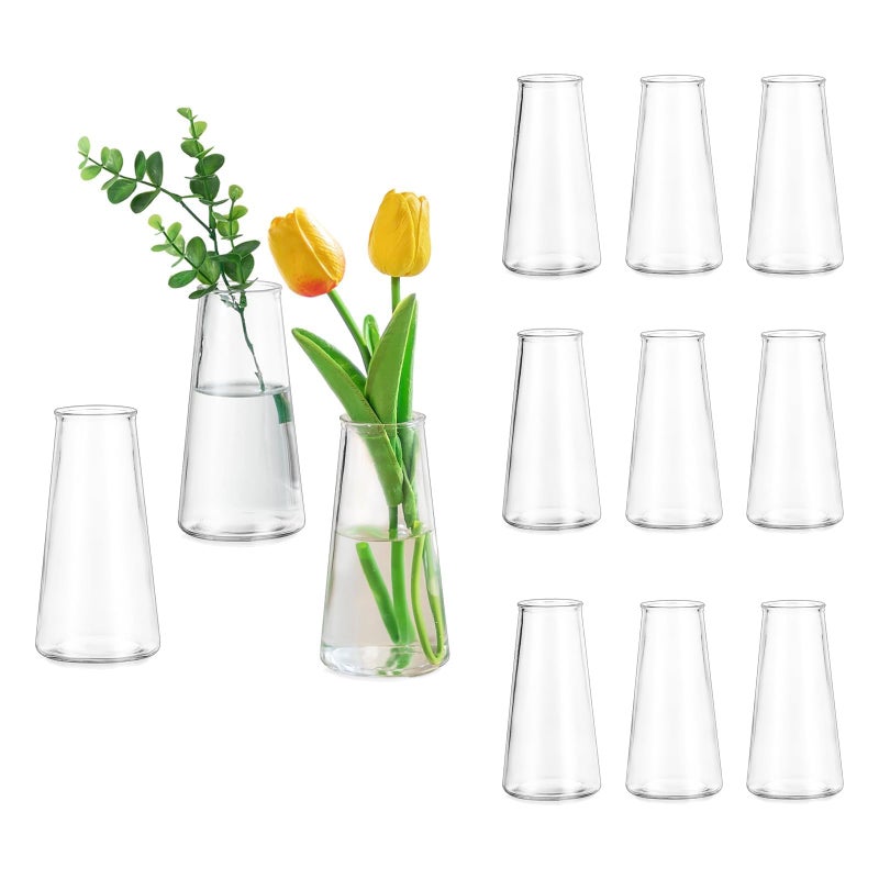 Glasseam Clear Flower Vases for Centerpieces: Modern Glass Vase Set of 12 for Wedding Party Centerpiece Home Table Decor 5.5In Small Bud Vases for Flowers Rose Tulip Stems - Image 1