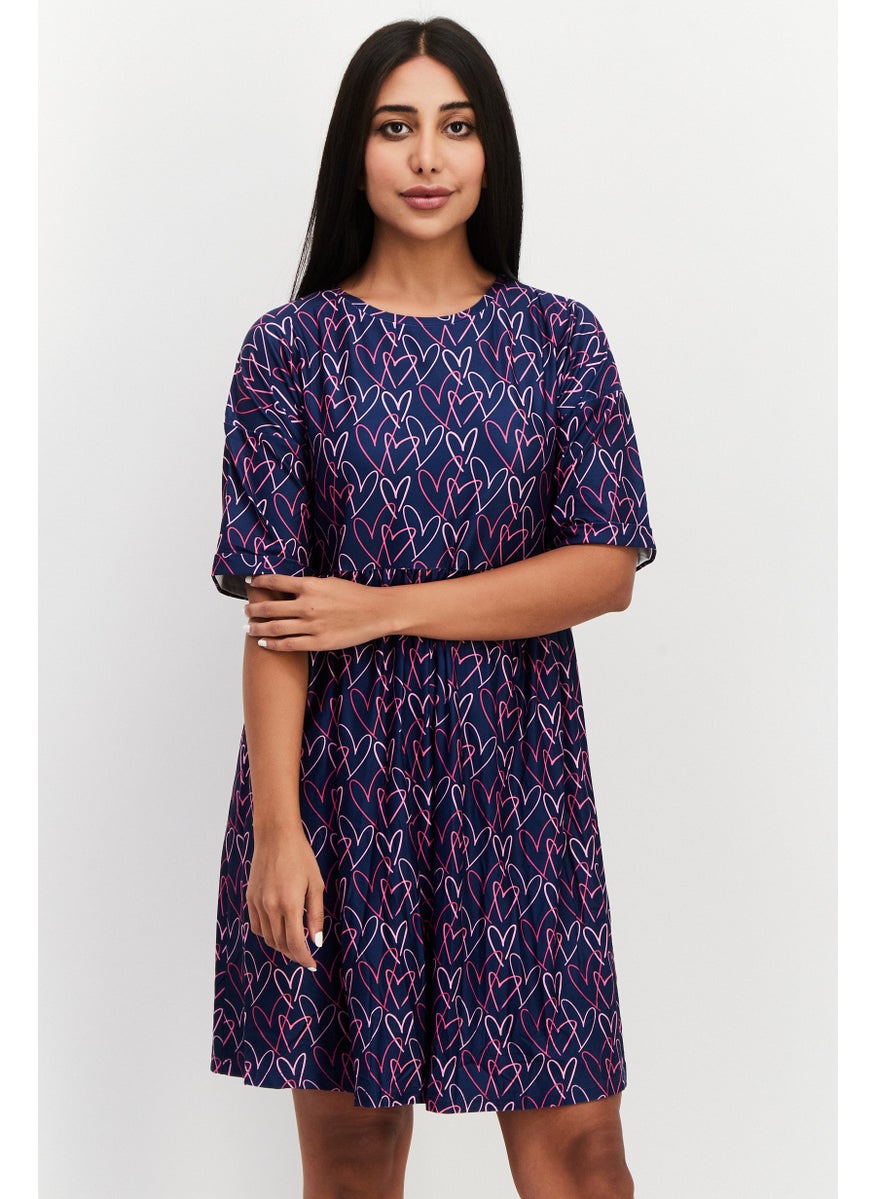 Women All Over Printed Casual Mini Dress, Navy Blue - pzsku/Z1B21B99C62B309D2F734Z/45/_/1737642182/a30b38bd-383f-48a7-8eaf-e8014b4581cb