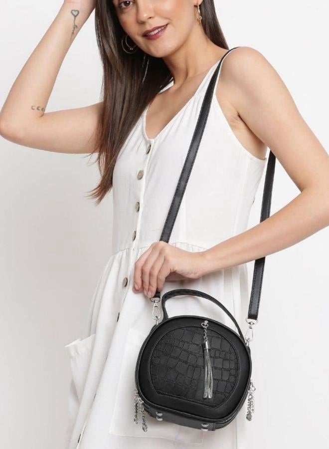 Women's Tassel Crossbody Bag, Ladies PU Leather Shoulder Bag Sling Bag Side Bag, Daily Commuter Handbag Tote Bags Clutch Bag Carrying Bag Gift Bag Small Bag for Girls and College Students - Image 2