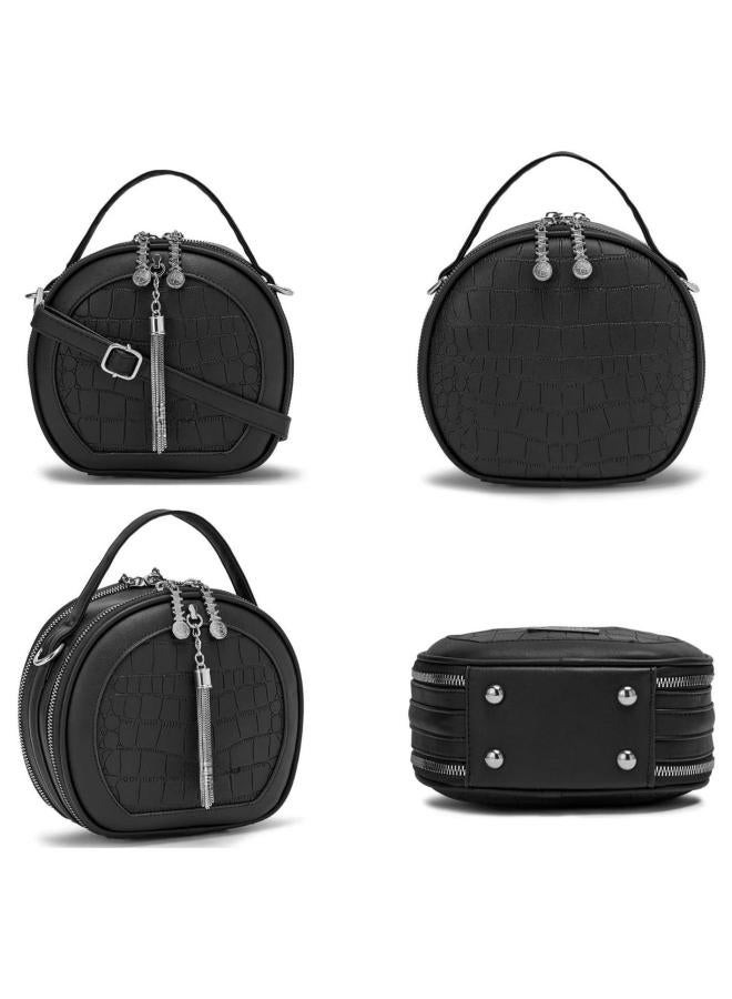 Women's Tassel Crossbody Bag, Ladies PU Leather Shoulder Bag Sling Bag Side Bag, Daily Commuter Handbag Tote Bags Clutch Bag Carrying Bag Gift Bag Small Bag for Girls and College Students - Image 3