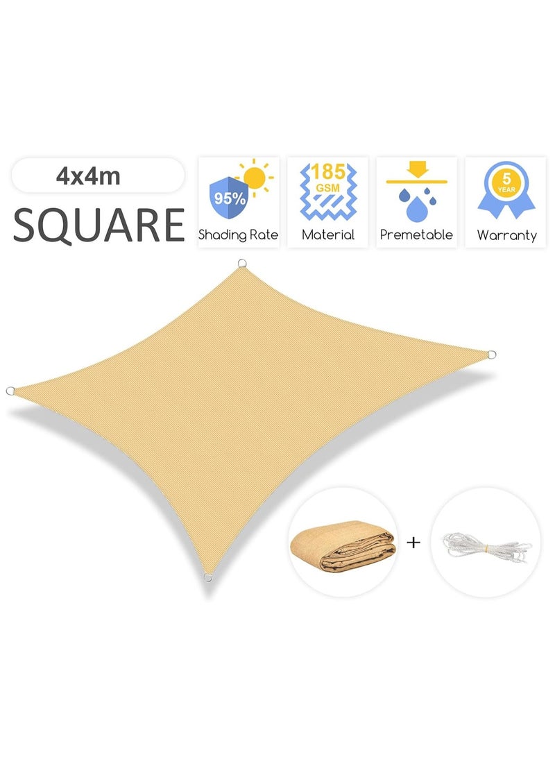 RATSAW Sun Shade Sail Permeable Canopy Cover Breathable Rectangle Canopy Fabric Cloth 90% UV Blockage Awning Shelter for Outdoor Patio Garden Backyard Carport Rectangular, 4x4m - Image 2