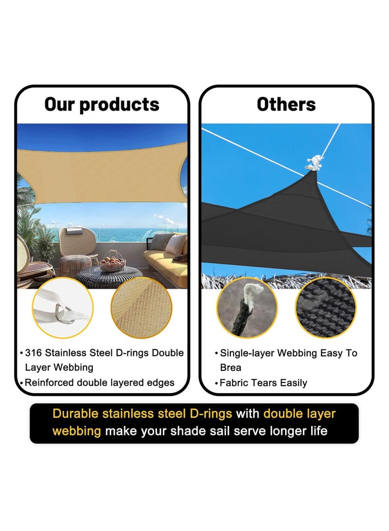 RATSAW Sun Shade Sail Permeable Canopy Cover Breathable Rectangle Canopy Fabric Cloth 90% UV Blockage Awning Shelter for Outdoor Patio Garden Backyard Carport Rectangular, 4x4m - Image 5