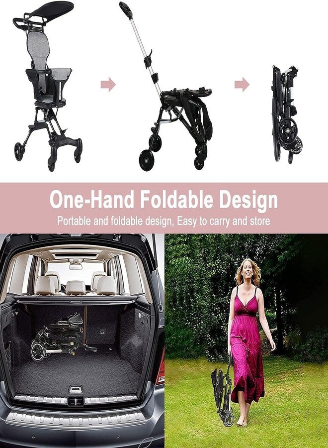 CONSILA Baby Toddler Stroller for Travel| Portable Lightweight Baby Stroller| Cart with Handle & Sun Roof Umbrella| Folding Baby Airplane Travel Stroller| Carriage for 1 to 6 Years Old (Type-B Black) - Image 3