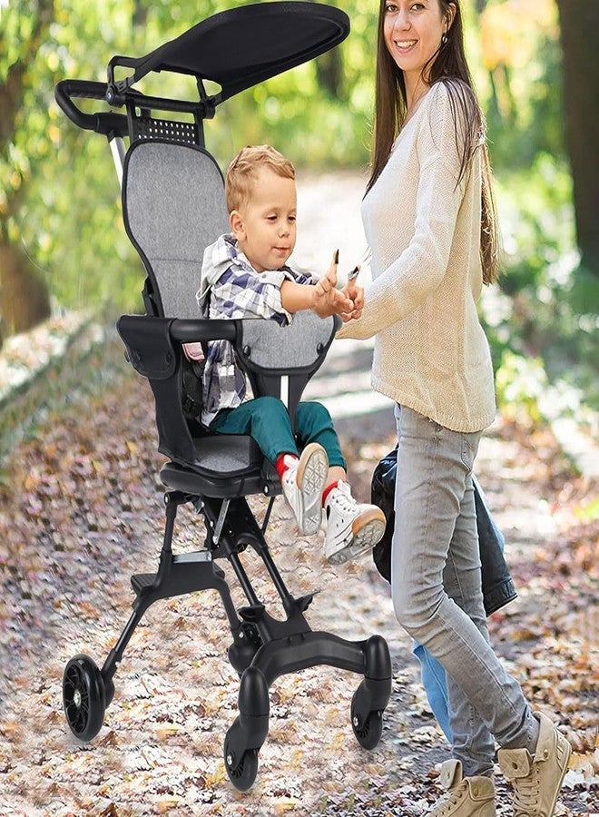 CONSILA Baby Toddler Stroller for Travel| Portable Lightweight Baby Stroller| Cart with Handle & Sun Roof Umbrella| Folding Baby Airplane Travel Stroller| Carriage for 1 to 6 Years Old (Type-B Black) - Image 2