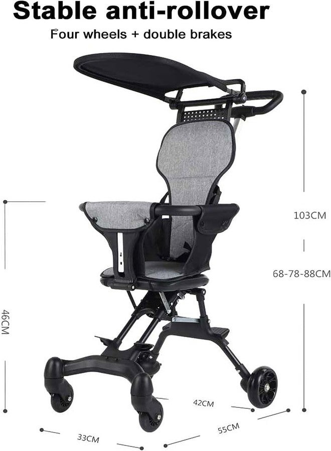 CONSILA Baby Toddler Stroller for Travel| Portable Lightweight Baby Stroller| Cart with Handle & Sun Roof Umbrella| Folding Baby Airplane Travel Stroller| Carriage for 1 to 6 Years Old (Type-B Black) - Image 1