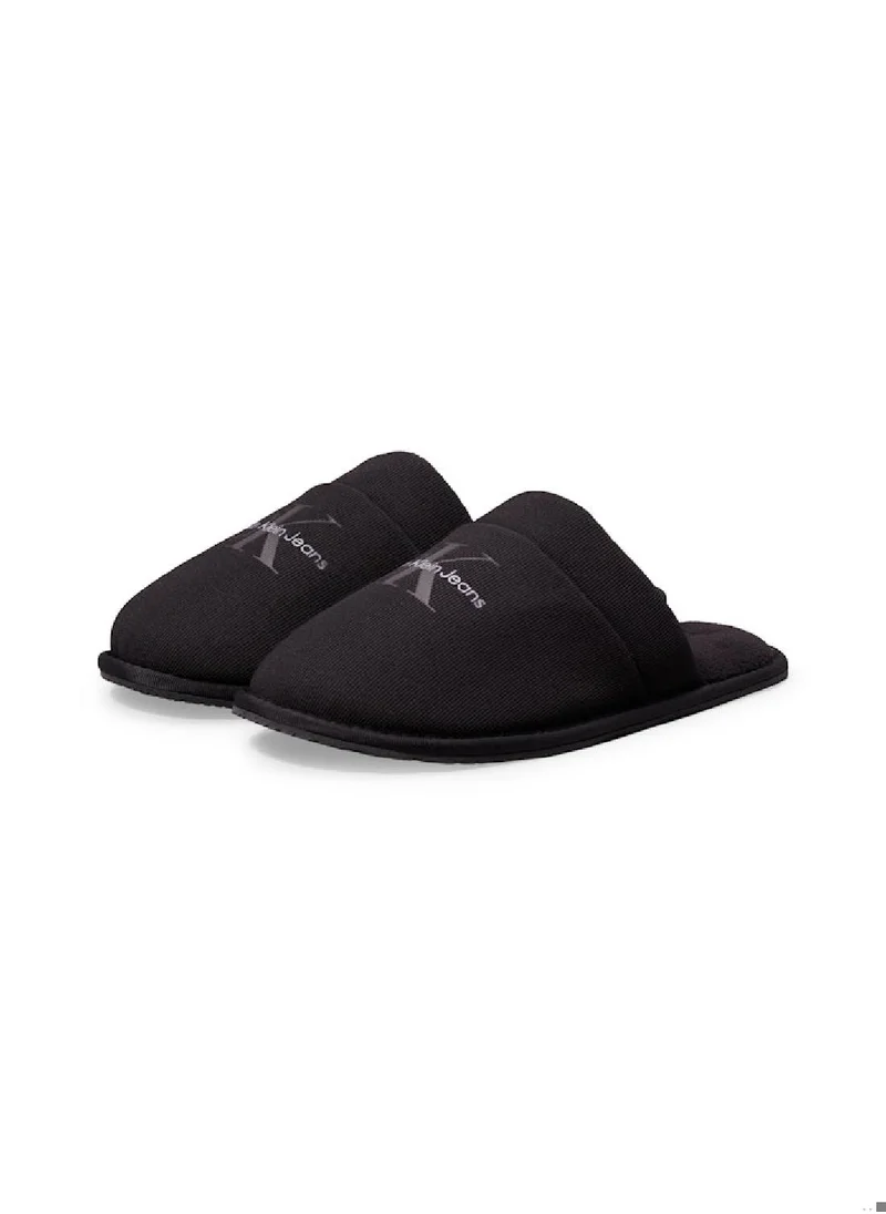 Calvin Klein Jeans Men's Fleece Lined Slippers - Polyester, Black