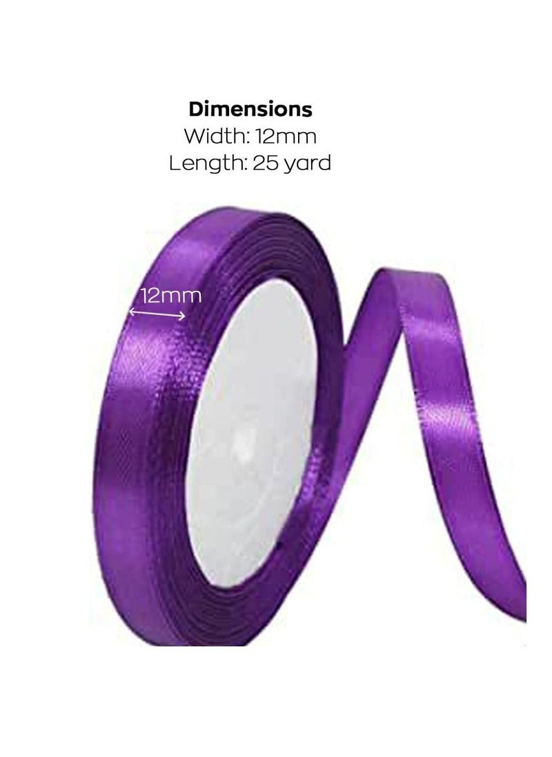MARKQ Violet Satin Ribbon 12mm x 25yd Fabric Polyester Ribbon for Gift Wrapping, Party Favors Wedding Decorations Bow Making Bouquets Sewing Projects & Craft Supplies  - Image 2