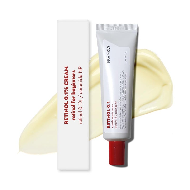 FRANKLY Retinol 0.1% Cream, 1.01 fl oz - Beginner Retinol | Night Cream | with Ceramides & Natural Ginseng | Anti-aging, Wrinkles Care, Reduces Congestion and hyperpigmentation | Korean Skin Care - Image 1