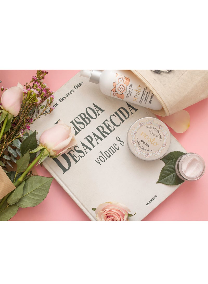 BENAMÕR Rosto Cleansing Milk – Gentle Face Cleanser & Makeup Remover with Rose Extract, Vitamin E & Aloe Vera | Hydrating, Non-Greasy, For Sensitive & Dry Skin – 300ml - Image 4