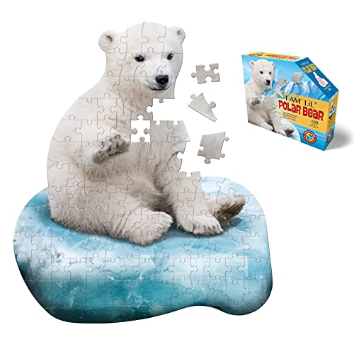 Madd Capp Puzzles Jr I AM Lil Polar Bear 100 pieces Animal Shaped Jigsaw Puzzle - Image 1