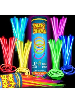 Generic VRB DecTM 100Pcs Glow In The Dark Neon Bands/Glow Stick With Connectors | Neon Bands For Party | Glow Bands For A Party | Glow In The Dark Sticks connector | Party Accessories (100 Pcs Glow Stick) 