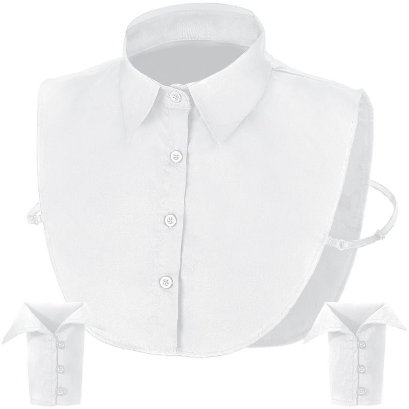 Shyyween 3 Pack Dickey Collar for Women Detachable Fake Collar for Shirts with Cuffs Half False Blouse DickeyWhite - Image 2