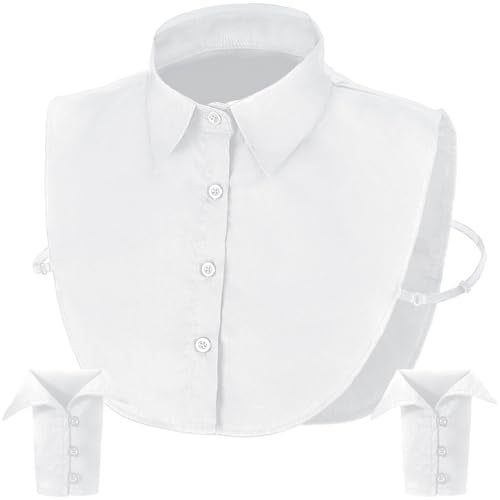 Shyyween 3 Pack Dickey Collar for Women Detachable Fake Collar for Shirts with Cuffs Half False Blouse DickeyWhite - Image 1