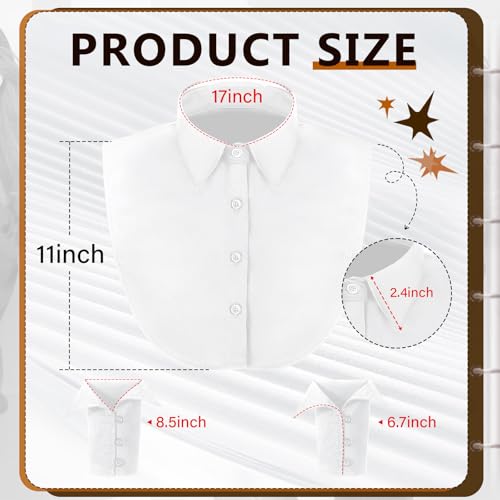 Shyyween 3 Pack Dickey Collar for Women Detachable Fake Collar for Shirts with Cuffs Half False Blouse DickeyWhite - Image 3