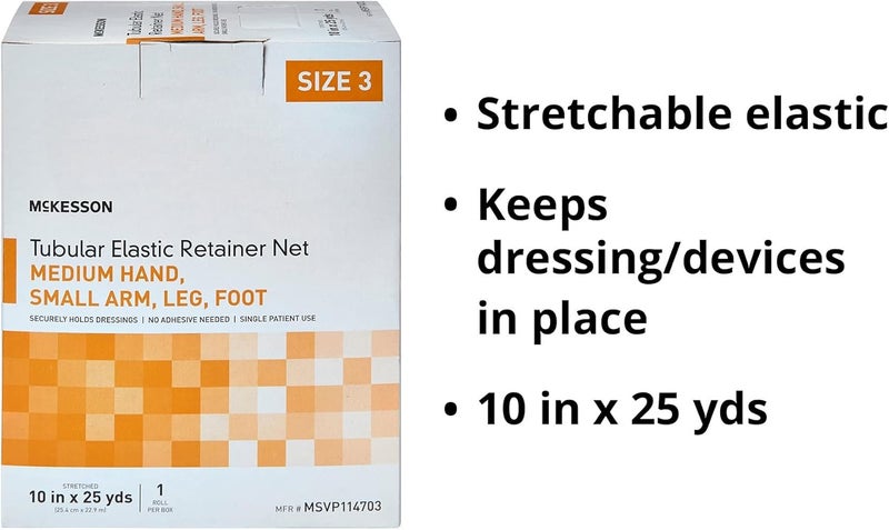 McKesson شبكة ضاغطة مرنة أنبوبية غير معقمة لليد والذراع والساق والقدم حجم 3 10 بوصة × 25 ياردة 1 عدّ 1 عبوة - Image 3