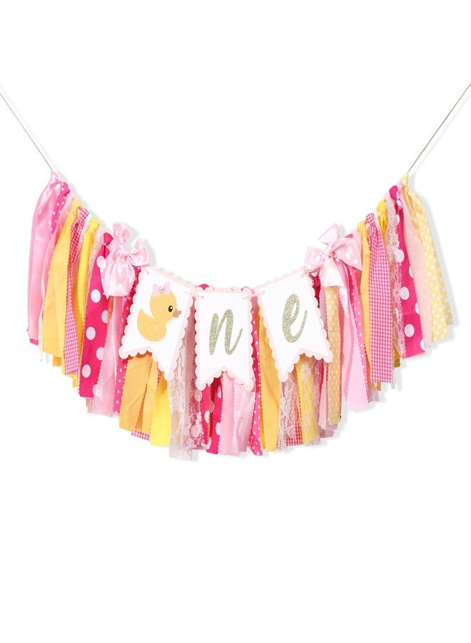 بيديد لافتة كرسي مرتفع على شكل بطة - زينة حفل عيد ميلاد أول على شكل بطة مطاطية وردية، حفل استقبال مولود جديد على شكل بطة - Image 5