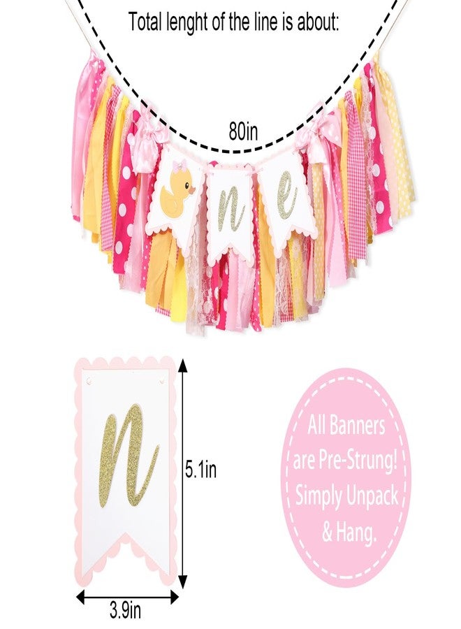 بيديد لافتة كرسي مرتفع على شكل بطة - زينة حفل عيد ميلاد أول على شكل بطة مطاطية وردية، حفل استقبال مولود جديد على شكل بطة - Image 2