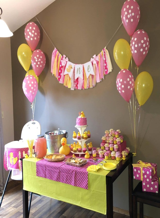 بيديد لافتة كرسي مرتفع على شكل بطة - زينة حفل عيد ميلاد أول على شكل بطة مطاطية وردية، حفل استقبال مولود جديد على شكل بطة - Image 4