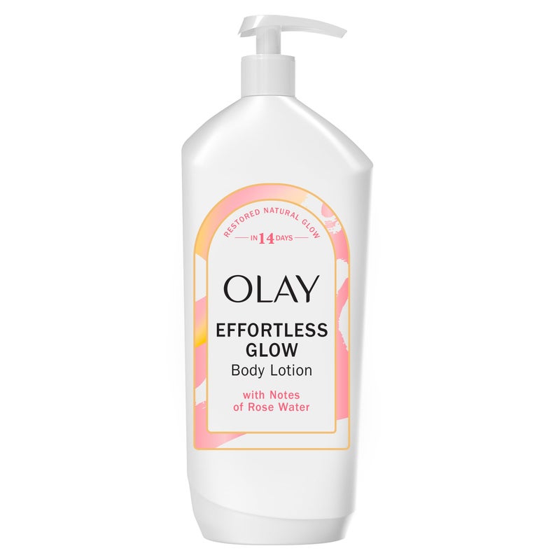 Olay Body Lotion for Women, Effortless Glow, Restore Natural Glow, 24hr Moisturizing & Deep Hydration, Absorbs Instantly, Penetrating Vitamin B3 Complex, For All Skin Types, Rose Water Scent, 18 fl oz - Image 1