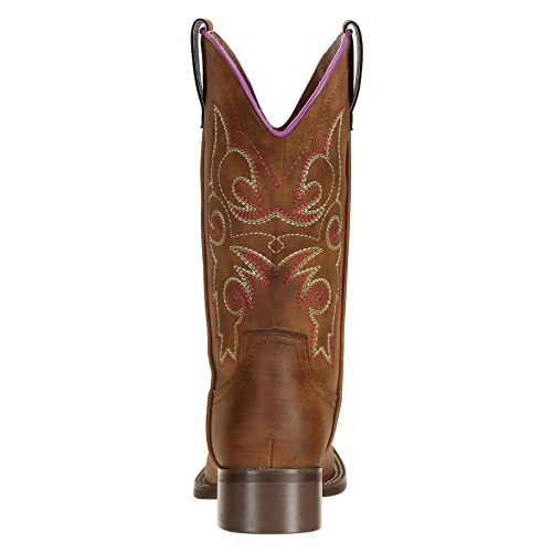 SheSole Women's Cowboy Cowgirl Boots Western Wide Square Toe Wide Calf Boots Brown US 7 - Image 3