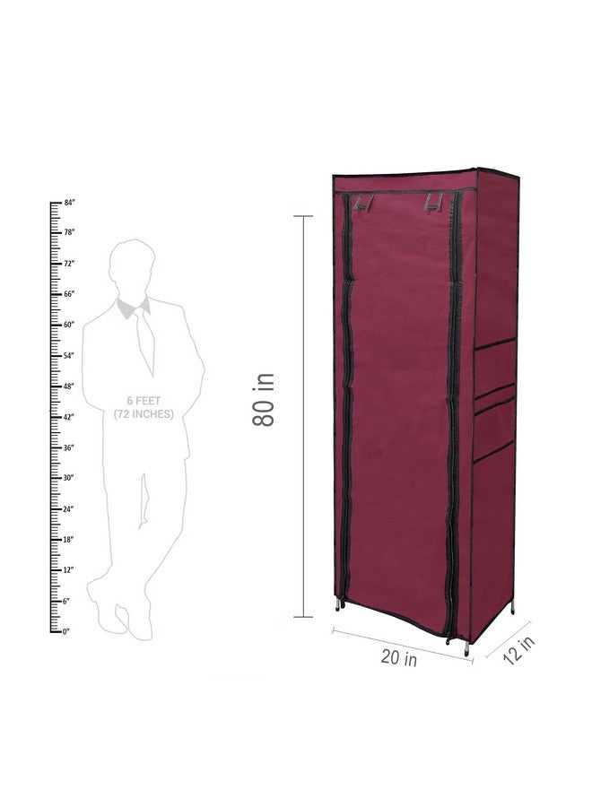 SANAMSTORE SANAMSTORE Collapsible Wardrobe 9 Tiers Metal Pipe with Non-Woven 100GSM Fabric Cover Shoe/Cloth/Toy/Books Rack-Maroon - Image 4